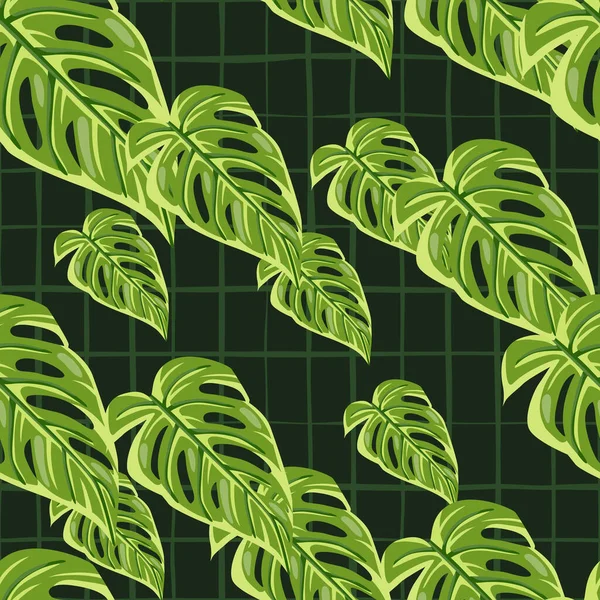 Dzsungel Levél Zökkenőmentes Minta Egzotikus Botanikai Textúra Virágos Háttér Dekoratív — Stock Vector