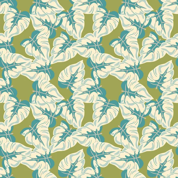 Stilisierte Tropische Blätter Mit Nahtlosem Muster Dekorative Blatt Hintergrund Moderne — Stockvektor