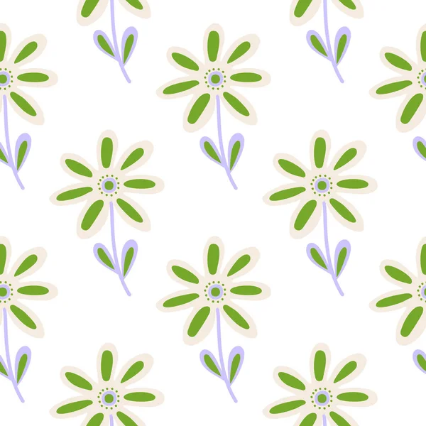 Ručně Kreslené Květinové Tapety Roztomilý Květinový Vzor Naivní Styl Umění — Stockový vektor
