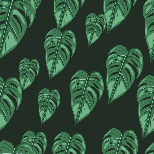 Folha Selva Papel Parede Sem Costura Palma Tropical Decorativa Deixa — Vetor de Stock