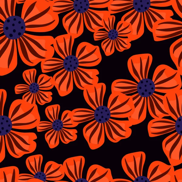 Абстрактный Цветочный Бесшовный Узор Простом Стиле Ромашковый Цветок Бесконечный Фон — стоковый вектор