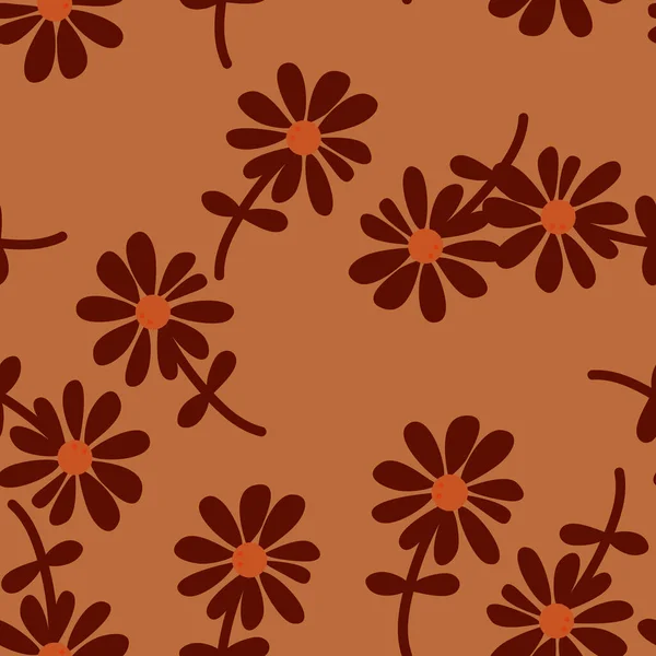 Chamomile Flower Seamless Pattern Naive Art Style Cute Little Daisy — Stock Vector