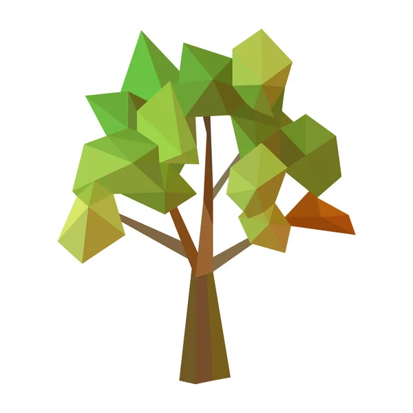 Abstract Low Poly Tree Icon Isolated Geometric Polygonal Style Low — Stock Vector