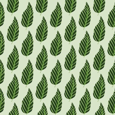 Dekoratif tropikal palmiye pürüzsüz izler bırakır. Orman yaprağı duvar kağıdı. Egzotik botanik doku. Vektör çiçekli arka plan. Kumaş, tekstil baskısı, ambalaj, kapak için tasarım.