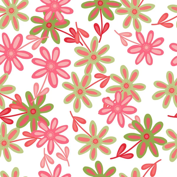 Handgezeichnete Florale Tapete Niedliche Blume Nahtlose Muster Naiver Kunststil Einfaches — Stockvektor