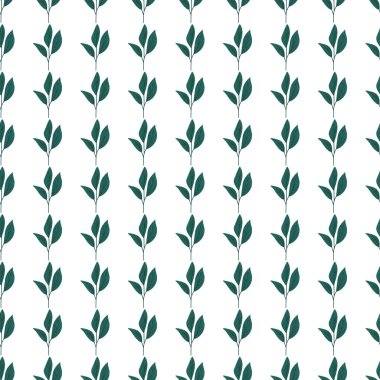 Organik basit bir şekilde pürüzsüz bir desen bırakır. Botanik geçmişi. Dekoratif orman yaprağı duvar kağıdı. Kumaş tasarımı, tekstil baskısı, ambalaj kağıdı, kapak için. Vektör illüstrasyonu