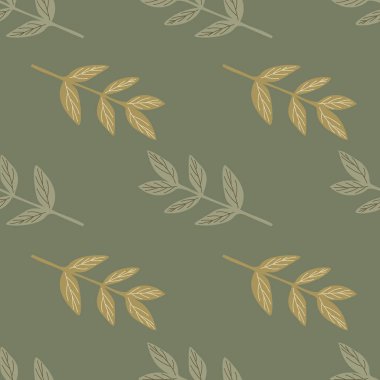 Organik yapraklar pürüzsüz. Dekoratif orman yaprağı duvar kağıdı. Botanik geçmişi. Kumaş, tekstil baskısı, ambalaj, kapak tasarımı. Vektör illüstrasyonu.