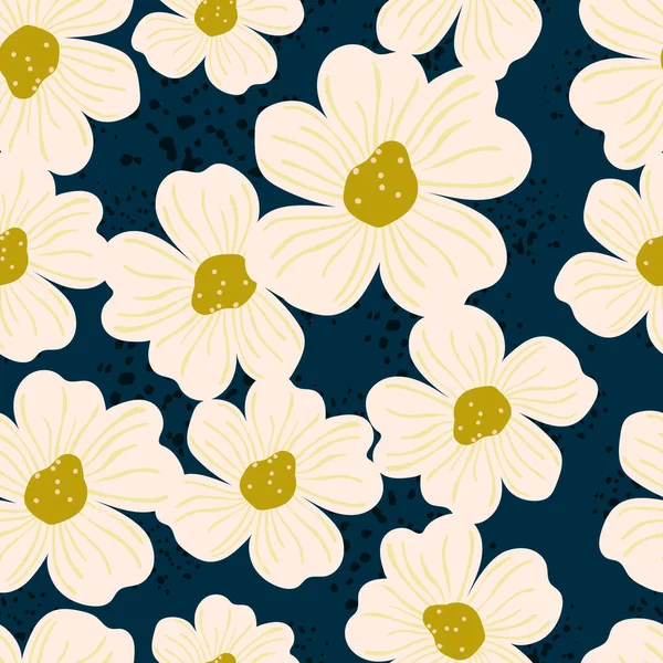 Büyük Tomurcuk Papatya Çiçeği Pürüzsüz Deseni Basit Bir Şekilde Sevimli Vektör Grafikler