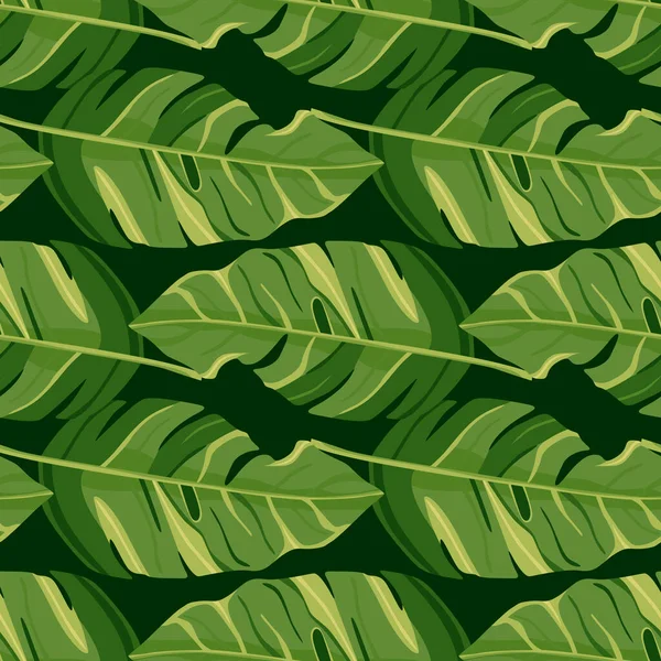 ハワイ風の模様 流行のエキゾチックな ヤシの木と緑豊かな壁紙 植物園を背景に 美しいパターン ベクトル図 熱帯の楽園 — ストックベクタ