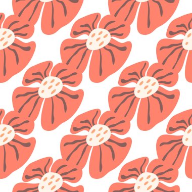 Çağdaş, büyük tomurcuk çiçeği pürüzsüz deseni. Sevimli, stilize çiçek arka planı. Kumaş tasarımı, tekstil baskısı, ambalaj kağıdı, kapak için. Vektör illüstrasyonu