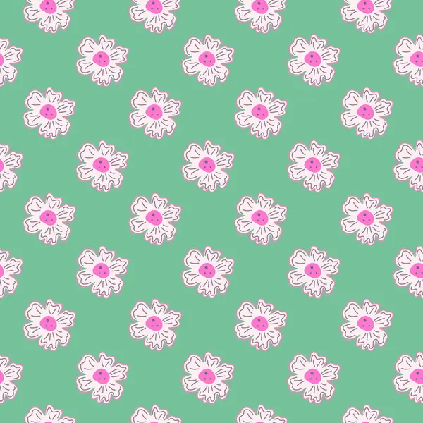 Patrón Sin Costuras Flor Manzanilla Elegantemente Estilo Simple Fondo Floral — Archivo Imágenes Vectoriales