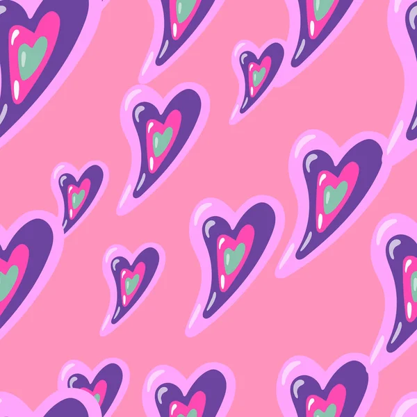 Винтажные Сердца Бесшовный Рисунок Февраля Обои Фон Дню Святого Валентина — стоковый вектор