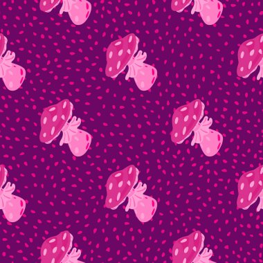 Sihirli, pürüzsüz, uçucu, pürüzsüz desen. Yaratıcı mantarlar siluetler duvar kağıtları. Kumaş tasarımı, tekstil baskısı, ambalaj kağıdı, kapak için. Vektör illüstrasyonu