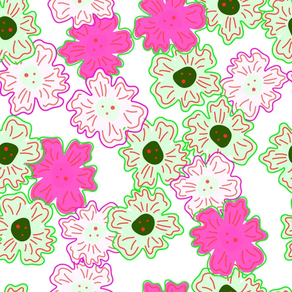 Kamillenblüten Nahtloses Muster Elegant Einem Schlichten Stil Abstrakte Florale Endlose — Stockvektor