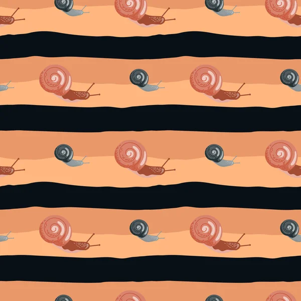 Niedliche Schnecken Nahtloses Muster Lustige Zeichentrickfigur Tapete Doodle Stil Fauna — Stockvektor