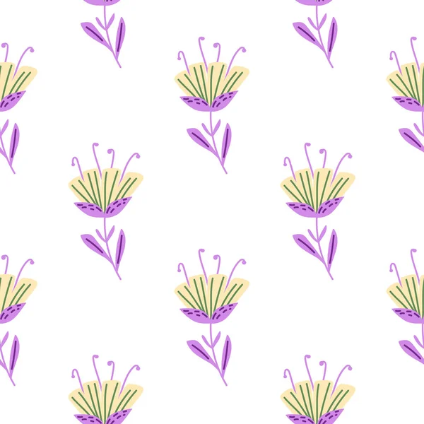 Zeitgenössische Blumen Nahtlose Muster Niedliche Stilisierte Blumen Tapete Dekorative Naive — Stockvektor