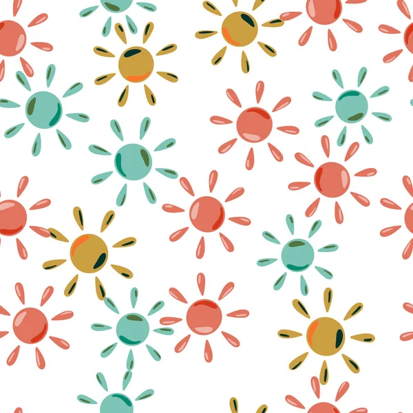 Sonnennahtloses Handgezeichnetes Muster Doodle Stil Geometrischer Druck Dekorativer Hintergrund Für — Stockvektor