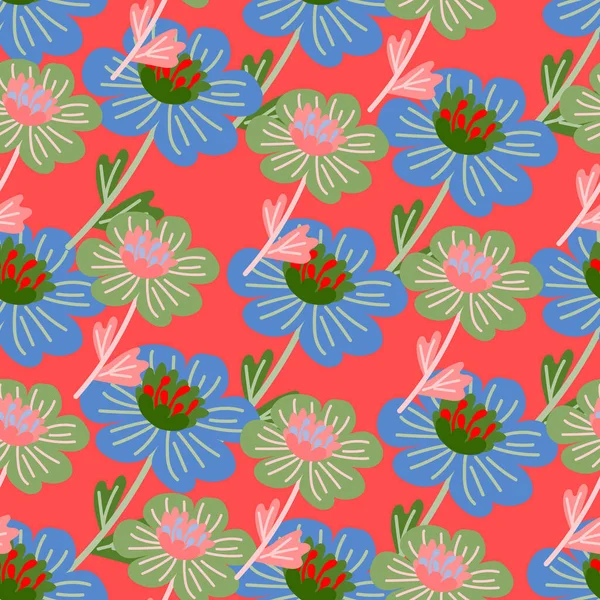 Einfache Kamillenblüte Nahtloses Muster Dekorative Naive Botanische Tapete Nette Stilisierte — Stockvektor