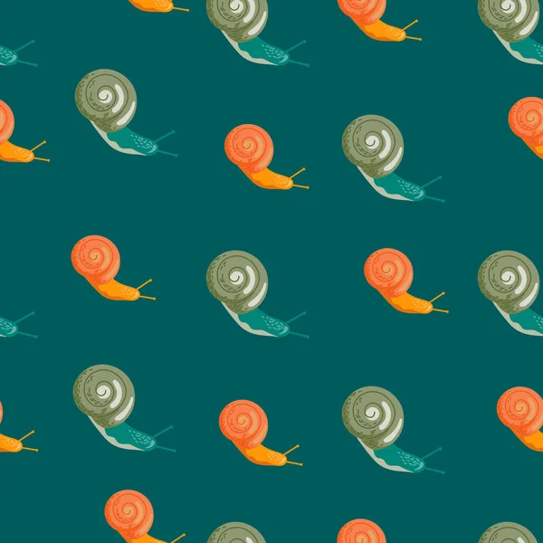 Cute Pola Siput Mulus Wallpaper Karakter Kartun Lucu Dengan Gaya - Stok Vektor