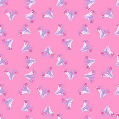 Çan çiçekleri ve yapraklar pürüzsüz desen. Lily Botanik Duvar Kağıdı. Tekstil baskısı, ambalaj kağıdı ve kapak için klasik bahar çiçeği. Yaz bahçesi tasarımı. Vektör illüstrasyonu