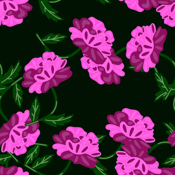 Sevimli Retro Çiçek Pürüzsüz Desen Çizimi Bitmeyen Çiçek Arkaplanı Kumaş — Stok Vektör