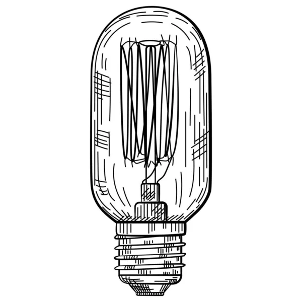 Ręcznie Rysowane Żarówki Stylu Vintage Grawerowane Szkic Elektrycznej Lampy Odizolowany — Wektor stockowy