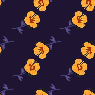 Basit bir şekilde biçimlendirilmiş, dikişsiz çiçek deseni. Soyut çiçek arkaplanı. Kumaş tasarımı, tekstil baskısı, ambalaj kağıdı, kapak için. Vektör illüstrasyonu