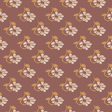 Dekoratif retro, soyut, dikişsiz desen. Klasik stilize çiçek arka planı. Kumaş tasarımı, tekstil baskısı, ambalaj kağıdı, kapak için. Vektör illüstrasyonu