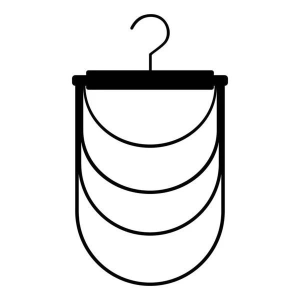 パンツアウトラインアイコンのための金属コートハンガー シルエットのコートハンガー 正面図 白い背景に隔離されている ベクターイラスト — ストックベクタ
