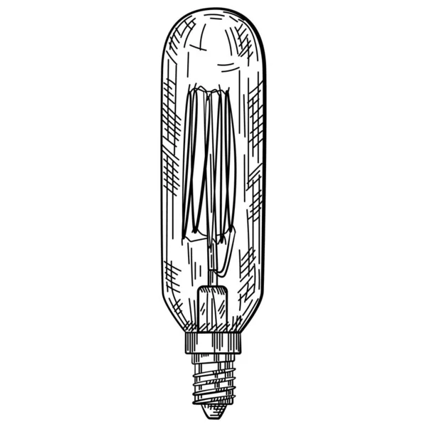 Çizimi Ampul Eski Usul Oymalı Elektrik Lambası Skeci Beyaz Arka — Stok Vektör
