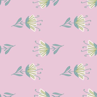 Çağdaş çiçek pürüzsüz desen. Şirin stilize çiçek duvar kâğıdı. Dekoratif saf botanik arka planı. Kumaş tasarımı, tekstil baskısı, ambalaj kağıdı, kapak için. Vektör illüstrasyonu