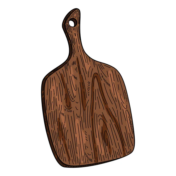 Ręcznie Rysowane Cięcie Deski Drewnianej Szkic Naczyń Kuchennych Grawerowanie Ilustracja — Wektor stockowy