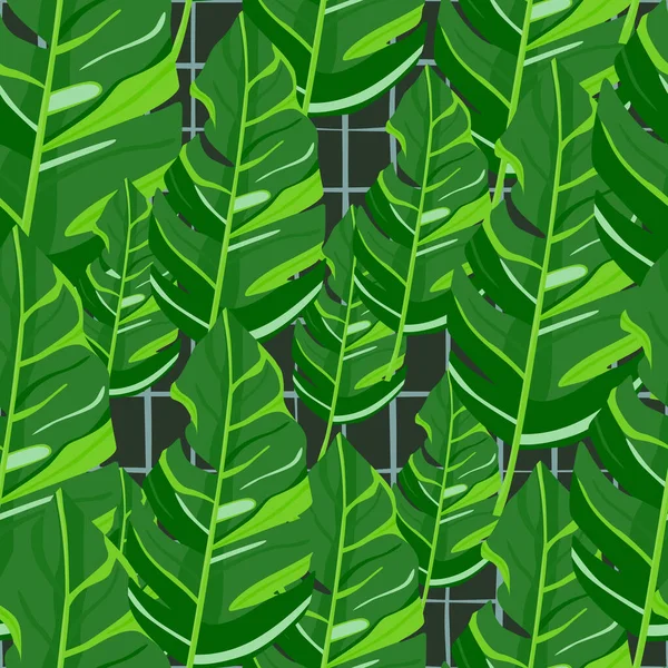 하와이에서 영감을 패턴입니다 이국적 야자수이며 초록빛 벽지이다 식물원의 배경이다 아름다운 — 스톡 벡터