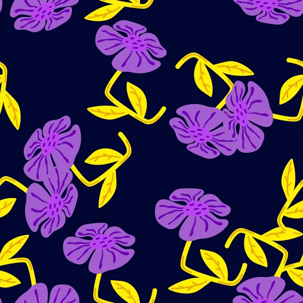 Współczesny Cute Stylizowane Kwiaty Bezszwowy Wzór Dekoracyjny Naiwny Styl Tapety — Wektor stockowy