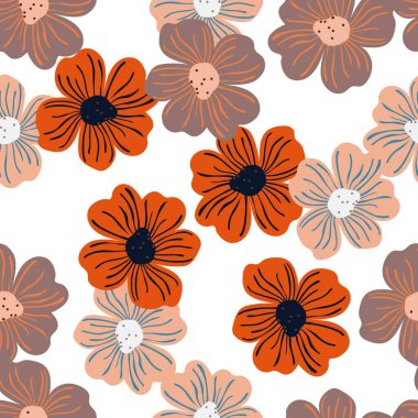 Büyük tomurcuk papatya çiçeği pürüzsüz deseni basit bir şekilde. Sevimli, stilize çiçek arka planı. Kumaş tasarımı, tekstil baskısı, ambalaj kağıdı, kapak için. Vektör illüstrasyonu