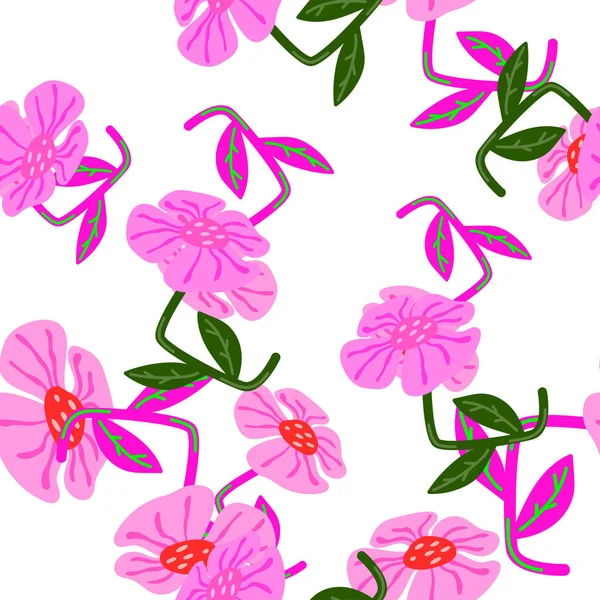 Contemporáneo Lindo Estilizado Flores Patrón Sin Costura Papel Pintado Botánico — Archivo Imágenes Vectoriales