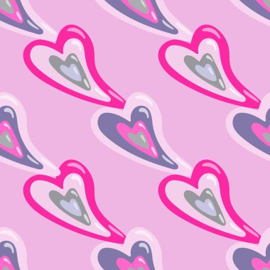 Vintage kalpler pürüzsüz desen. 14 Şubat duvar kağıdı. Sevgililer Günü arkaplanı. Kumaş, tekstil baskısı, ambalaj kağıdı, kapak, poster tasarımı. Vektör illüstrasyonu