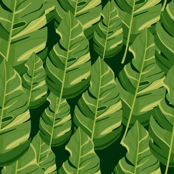 夏威夷启发的模式 时尚异国情调 棕榈树 绿树成荫的墙纸 摘要背景植物园 美丽的图案 矢量图解 热带天堂 — 图库矢量图片