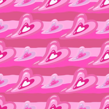 Vintage kalpler pürüzsüz desen. 14 Şubat duvar kağıdı. Sevgililer Günü arkaplanı. Kumaş, tekstil baskısı, ambalaj kağıdı, kapak, poster tasarımı. Vektör illüstrasyonu