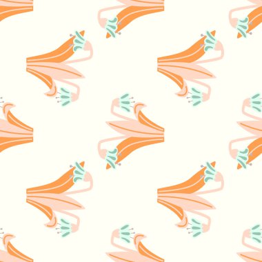 Çan çiçekleri ve yapraklar pürüzsüz desen. Lily Botanik Duvar Kağıdı. Tekstil baskısı, ambalaj kağıdı ve kapak için klasik bahar çiçeği. Yaz bahçesi tasarımı.