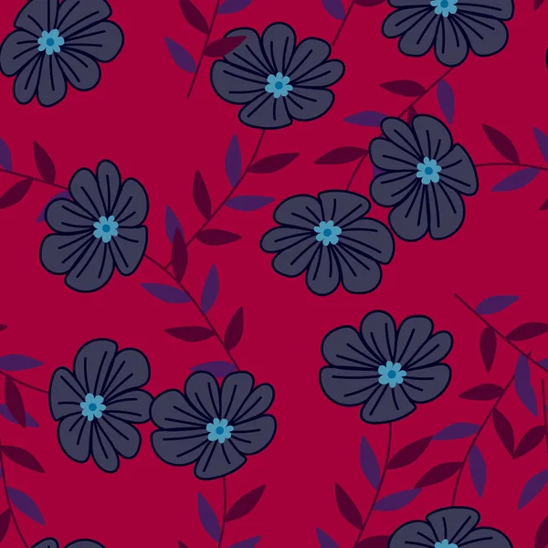 Простий Стилізований Квітковий Безшовний Візерунок Декоративний Наївний Ботанічний Фон Дизайну — стоковий вектор