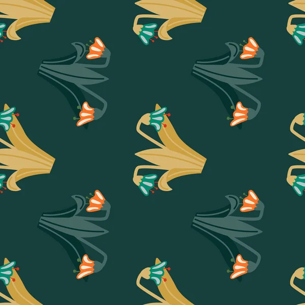 Колокольчики Листья Бесшовные Лили Ботанические Обои Винтажные Весенние Цветы Текстильной — стоковый вектор