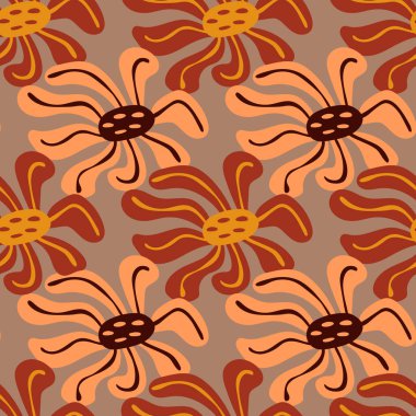 Klasik stilize çiçek arka planı. Dekoratif retro soyut tomurcuk deseni. Kumaş tasarımı, tekstil baskısı, ambalaj kağıdı, kapak için. Vektör illüstrasyonu