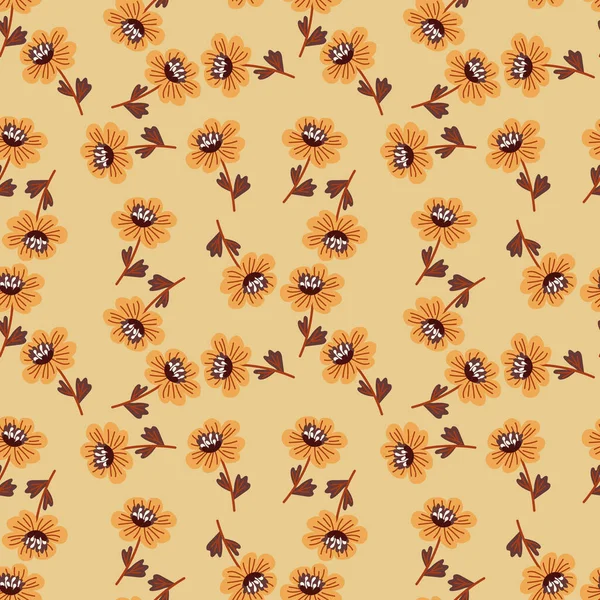 Simple Chamomile Flower Seamless Pattern Decorative Naive Botanical Wallpaper Cute — Stock Vector