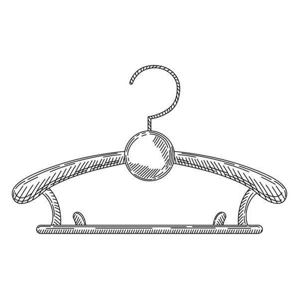Wooden Retro Coat Hanger Vintage Engraved Style Sketch Coat Hanger — Stock Vector