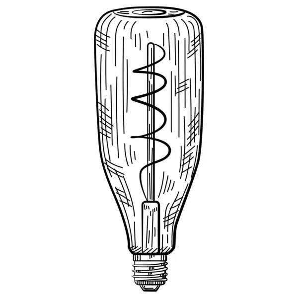 Ampoule Dessinée Main Dans Style Gravé Vintage Croquis Lampe Électrique — Image vectorielle