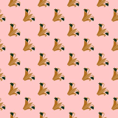 Çan çiçekleri ve yapraklar pürüzsüz desen. Lily Botanik Duvar Kağıdı. Tekstil baskısı, ambalaj kağıdı ve kapak için klasik bahar çiçeği. Yaz bahçesi tasarımı. Vektör illüstrasyonu