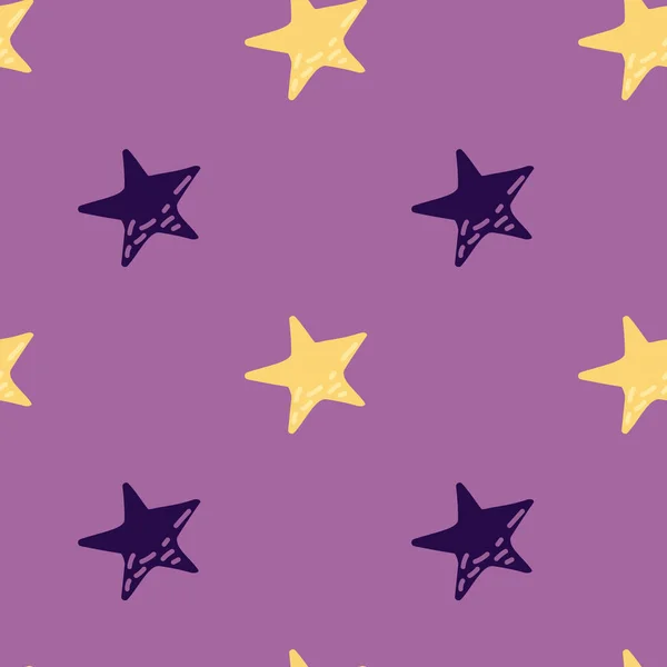 Lindas Estrellas Patrón Sin Costuras Estilo Garabato Fondo Pantalla Constelación — Vector de stock