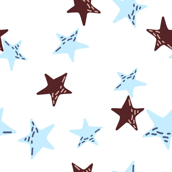 Cute Stars Seamless Pattern Doodle Style Constellation Wallpaper Design Fabric — Stock Vector