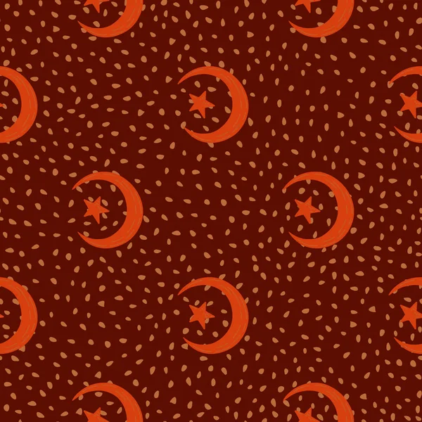 Nahtloses Muster Mit Handgezeichneten Mond Und Sternensilhouetten Print Für Stoffdesign — Stockvektor